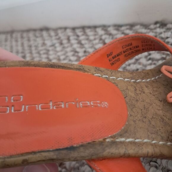 Vintage Y2K Kitten Heels Women's 7.5 No Boundaries Orange Flower Cork Preppy - Picture 11 of 11
